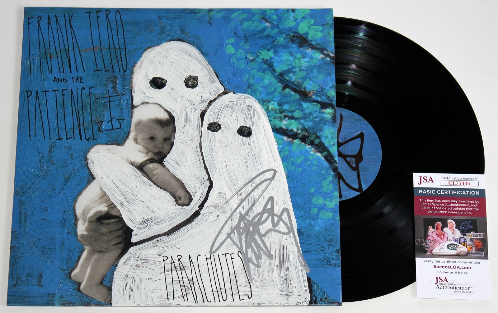 FRANK IERO SIGNED PATIENCE PARACHUTES LP VINYL RECORD MY CHEMICAL ROMANCE JSACOA