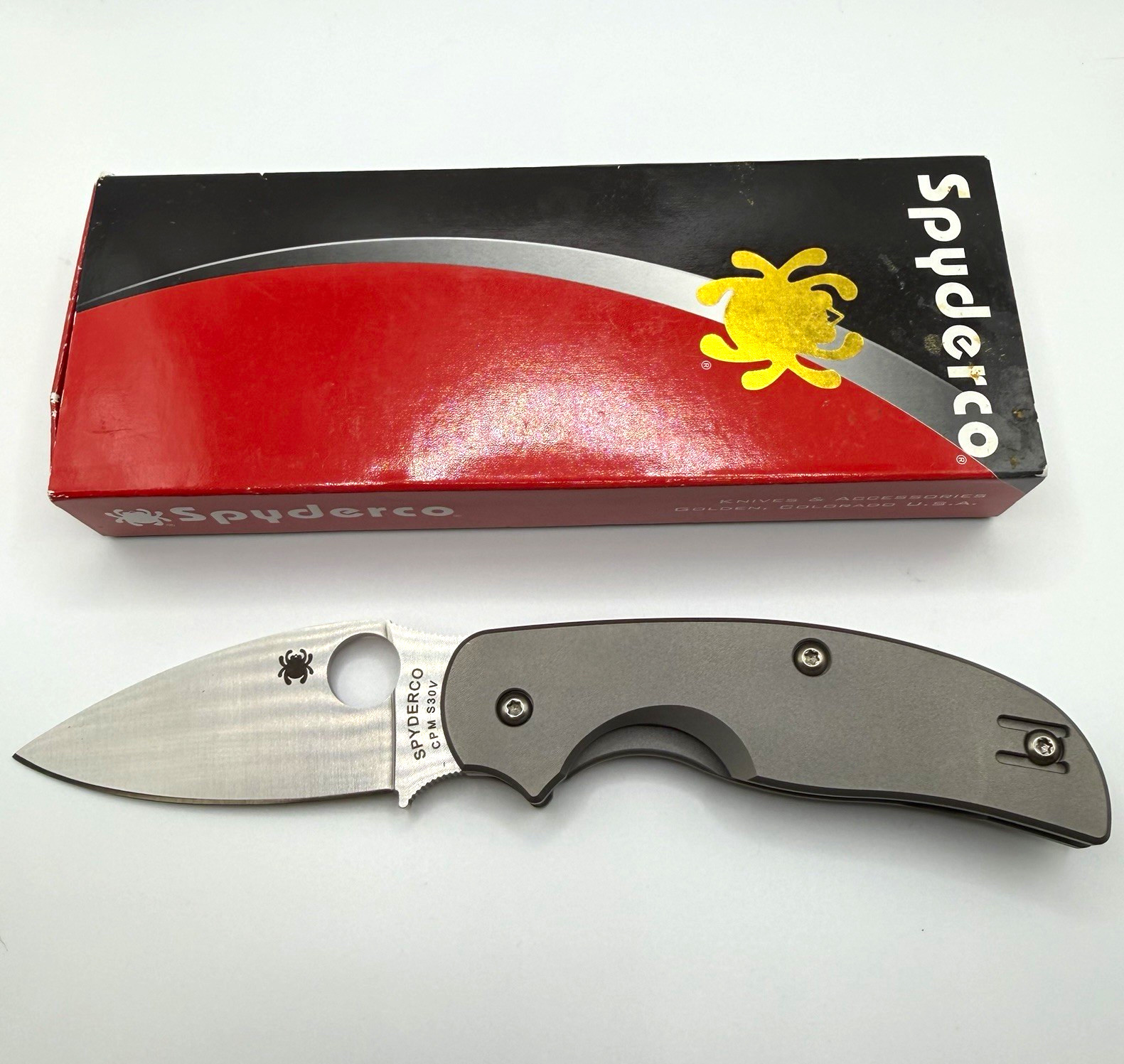 RARE BNIB Spyderco Sage 2 titanium handle CPMS30V folder BNIB 9/2011