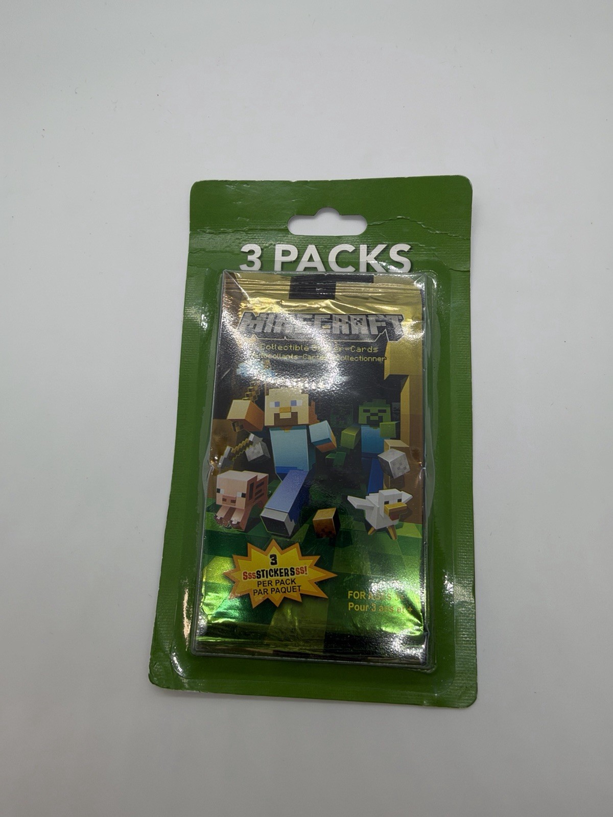 Minecraft Collectible Sticker Card Booster Pack Blister 3 Pack Steve Rookie 2015