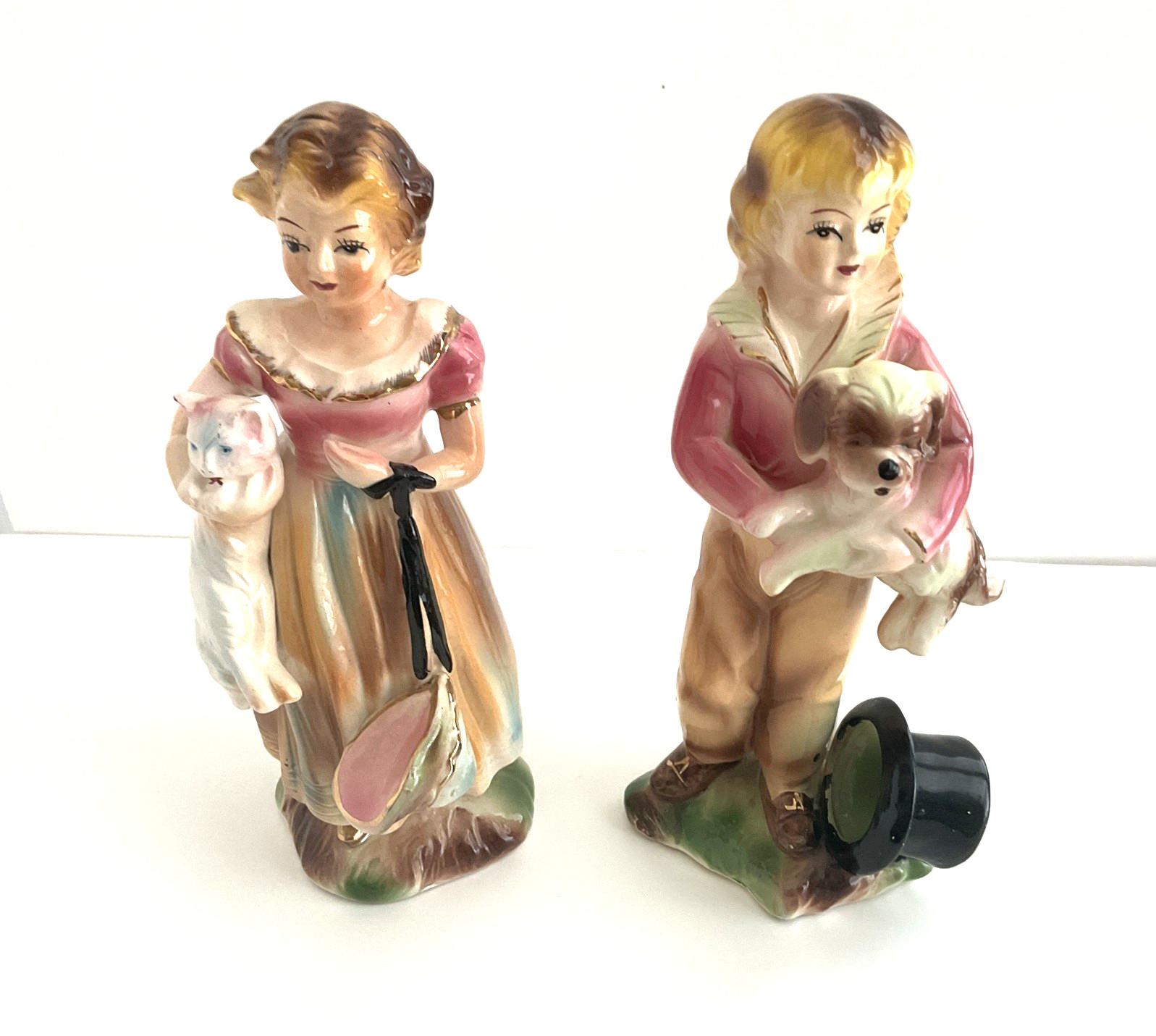 Vintage 1950s Lefton Little Friends High Gloss Figurine Set KW3503 Japan
