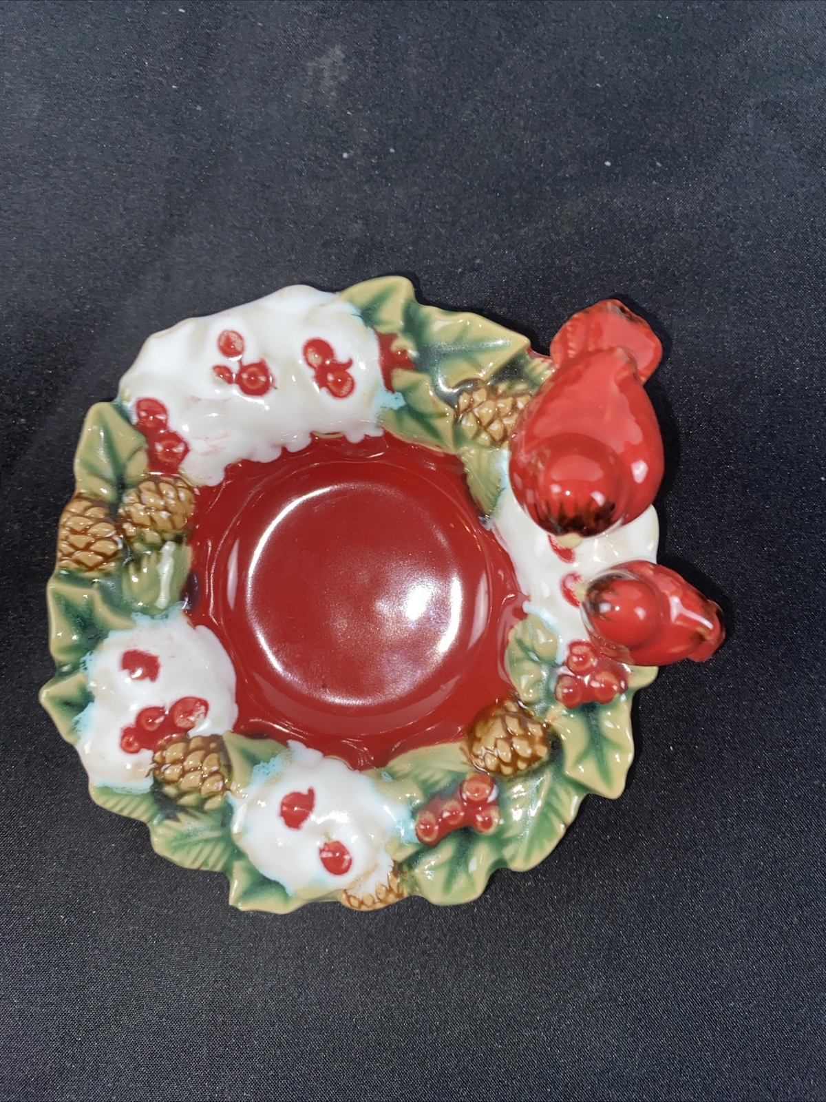 Winter/christmas Glossy Cardinal Trinket Dish 
