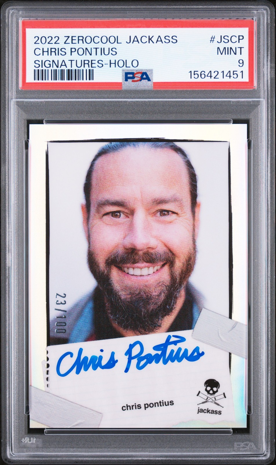 2022 ZEROCOOL JACKASS SIGNATURES HOLO #JSCP CHRIS PONTIUS 23/100 PSA 9 AUTO