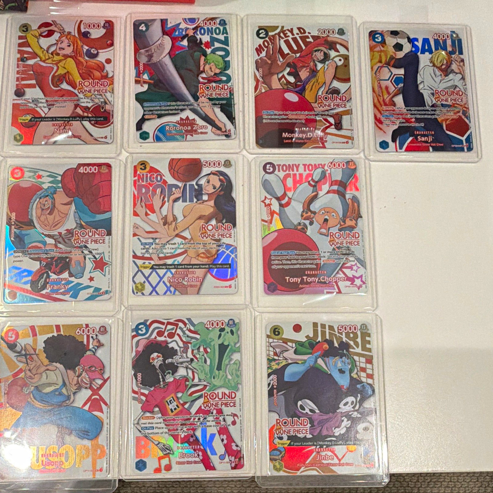 One Piece ROUND1 Trading Card Lot 10 Nami Zoro Luffy Sanji