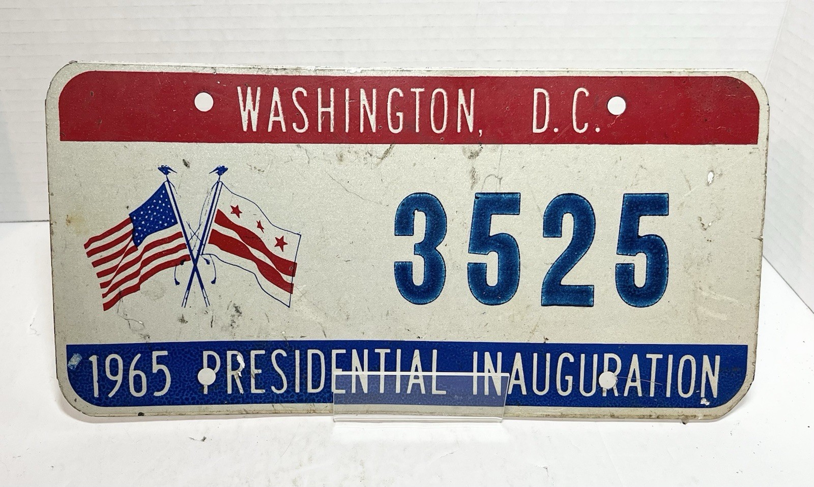 Vintage 1965 Washington DC Presidential Inauguration Metal License Plate LBJ