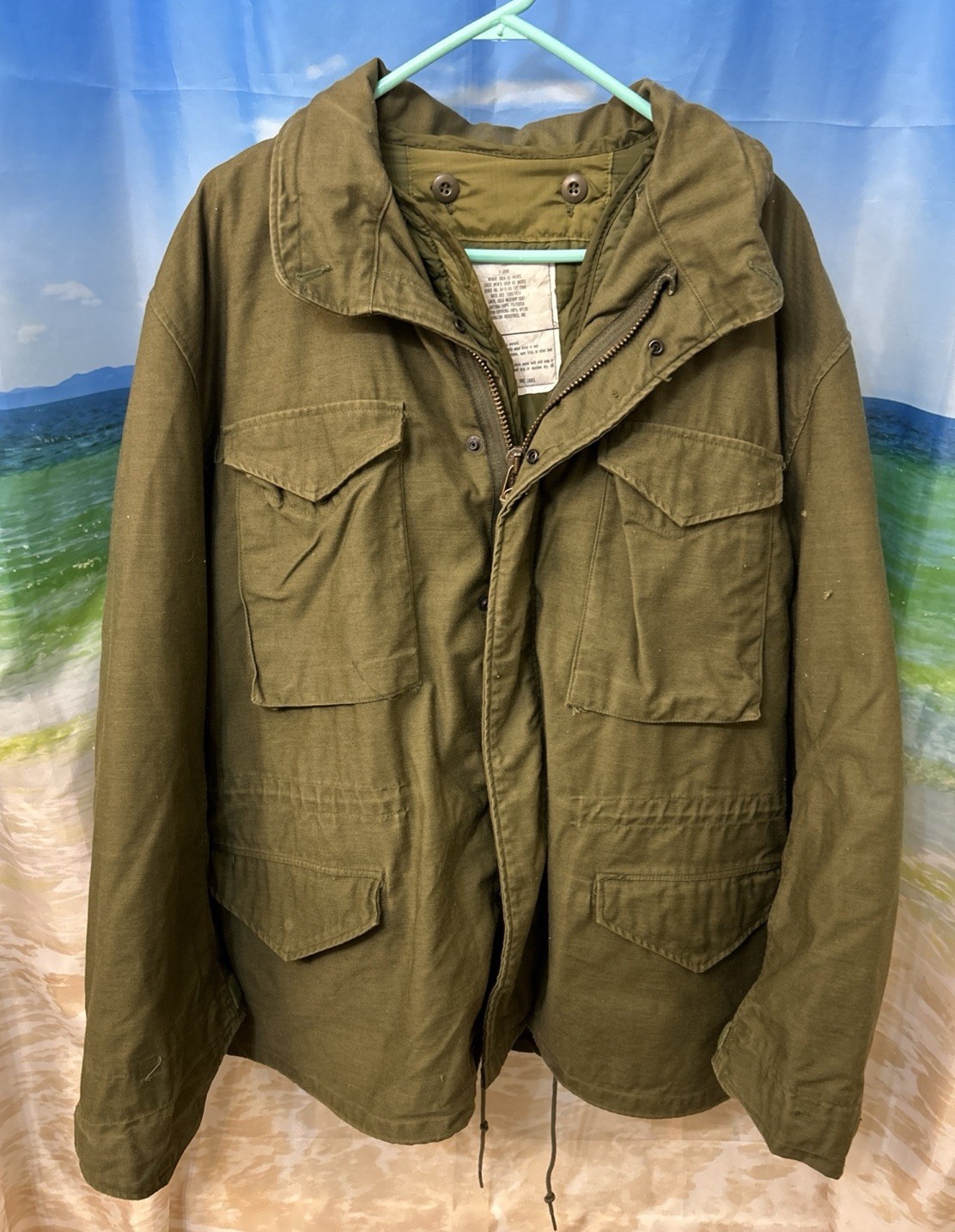 Vintage 1980 US Army M-65 Field Jacket Size XL Long Alpha Liner Distressed