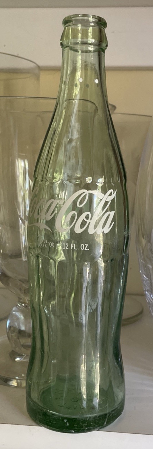 Vtg 1970s Green Glass Coca-Cola Coke Soda Bottle 12oz Dotted Neck SAN JOSE CAL