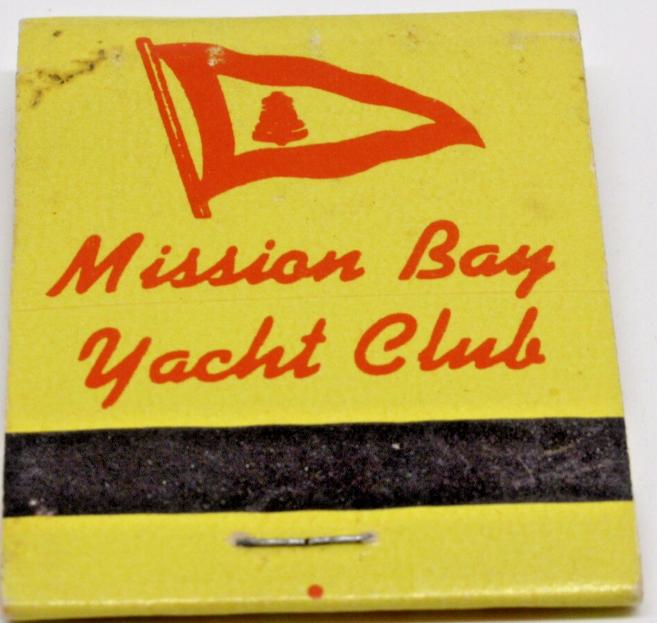 Mission Bay Yacht Club San Diego California Carmel Place 92109 FULL Matchbook