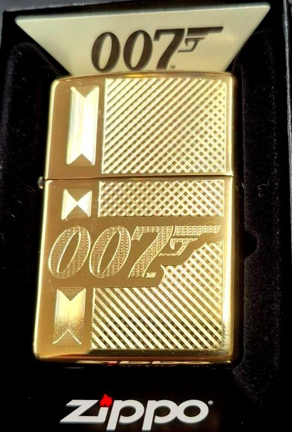 Gorgeous Engraved Polished Brass James Bond 007 Zippo Lighter
