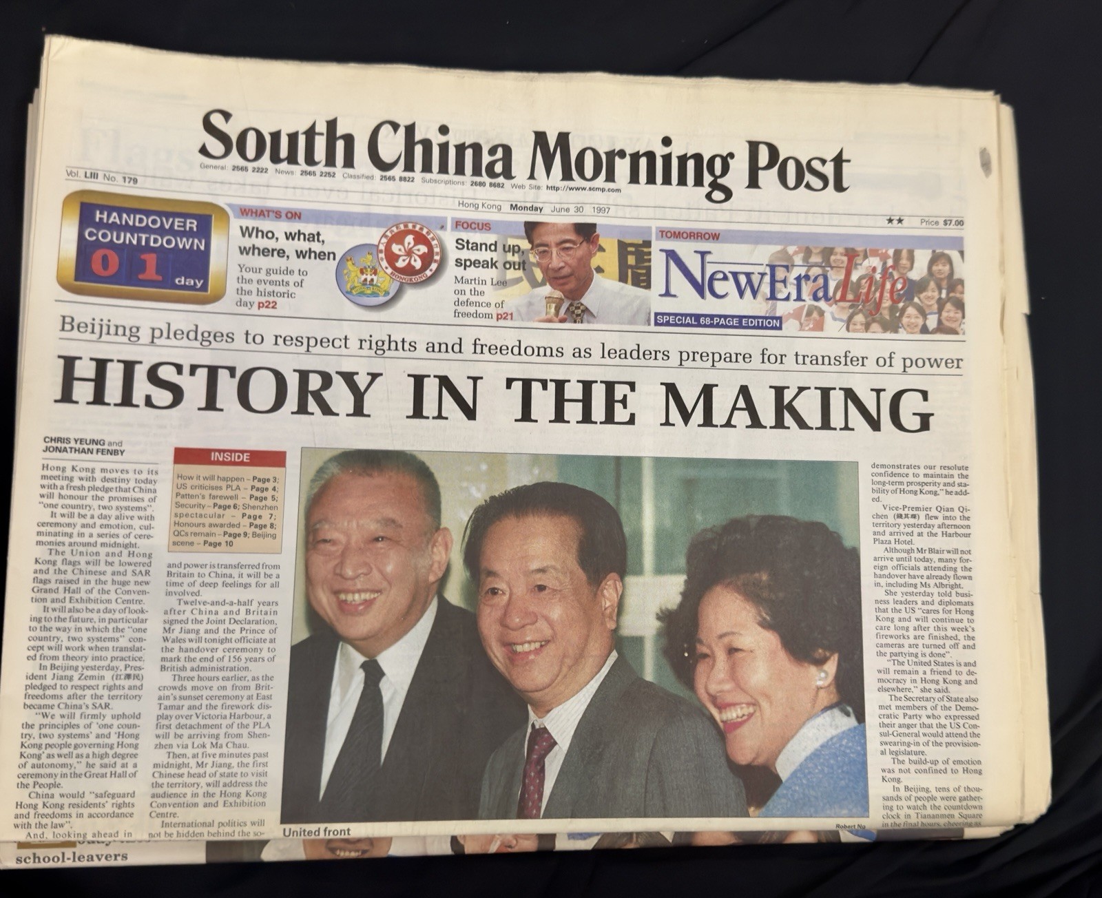 Hong Kong Handover - South China Morning Post - 6/30/97 VG+