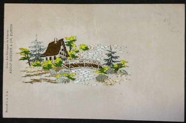 RARE , HAND  EMBOIDERED UNDIVIDED  BACK  POSTCARD; ZURICH,SWITERLAND