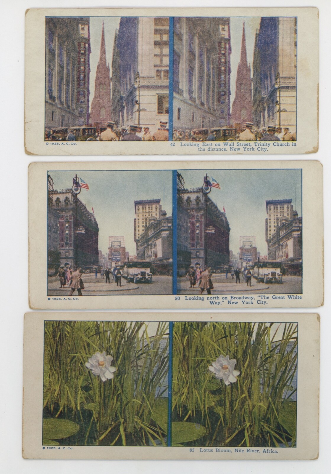 100 COLOR LITHO STEREOVIEWS, 1900-1925, A. C. Co. & others, REF. #10926