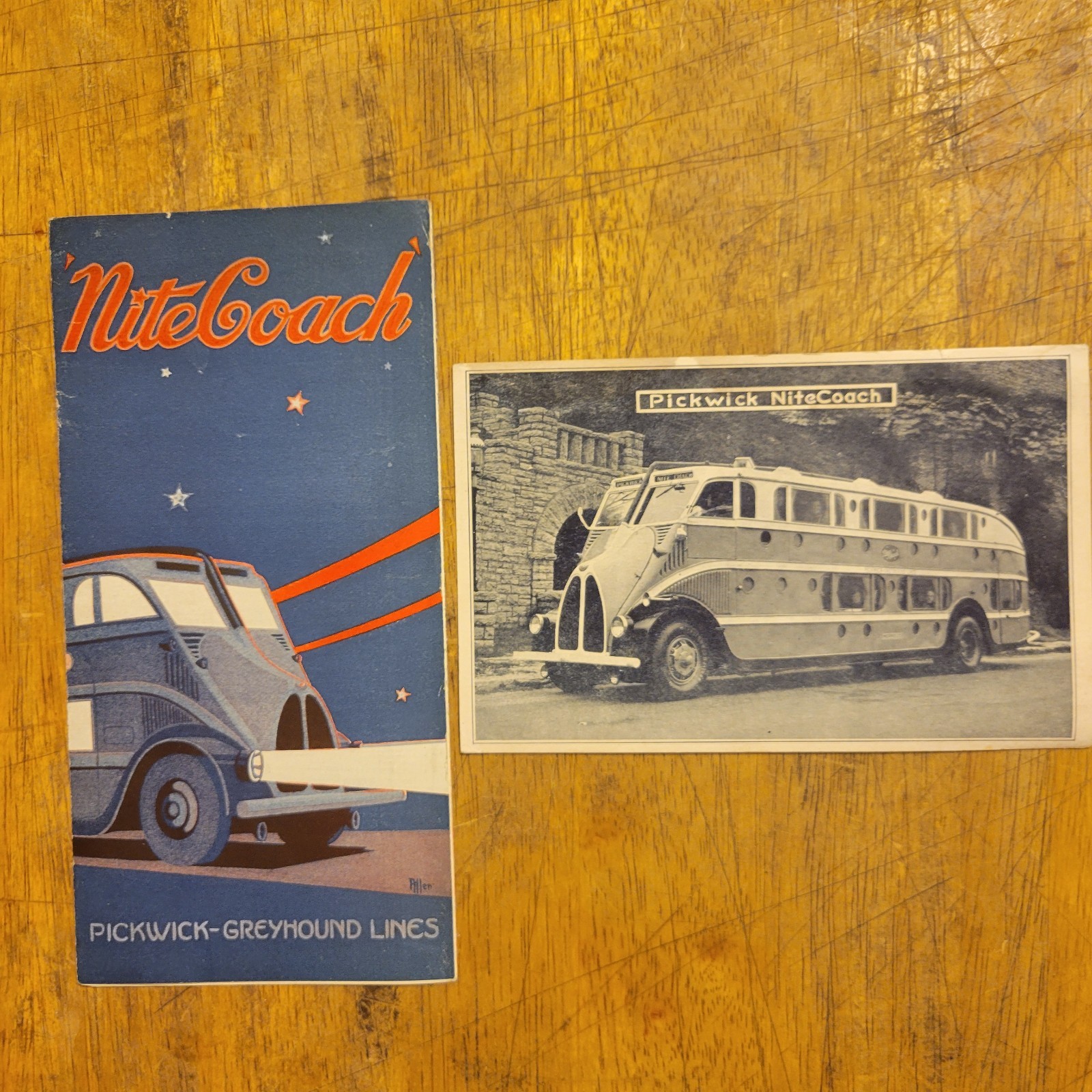 1940's Vtg NiteCoach Pickwick Greyhound Lines Motor Coach Sleeper Postcard Lot