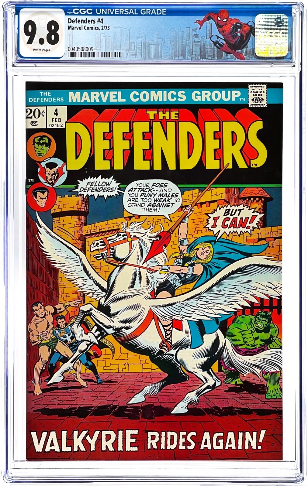 Defenders #4 CGC 9.8 WP 1973 Marvel Comics 1st Appearance VALKYRIE (Custom Slab)