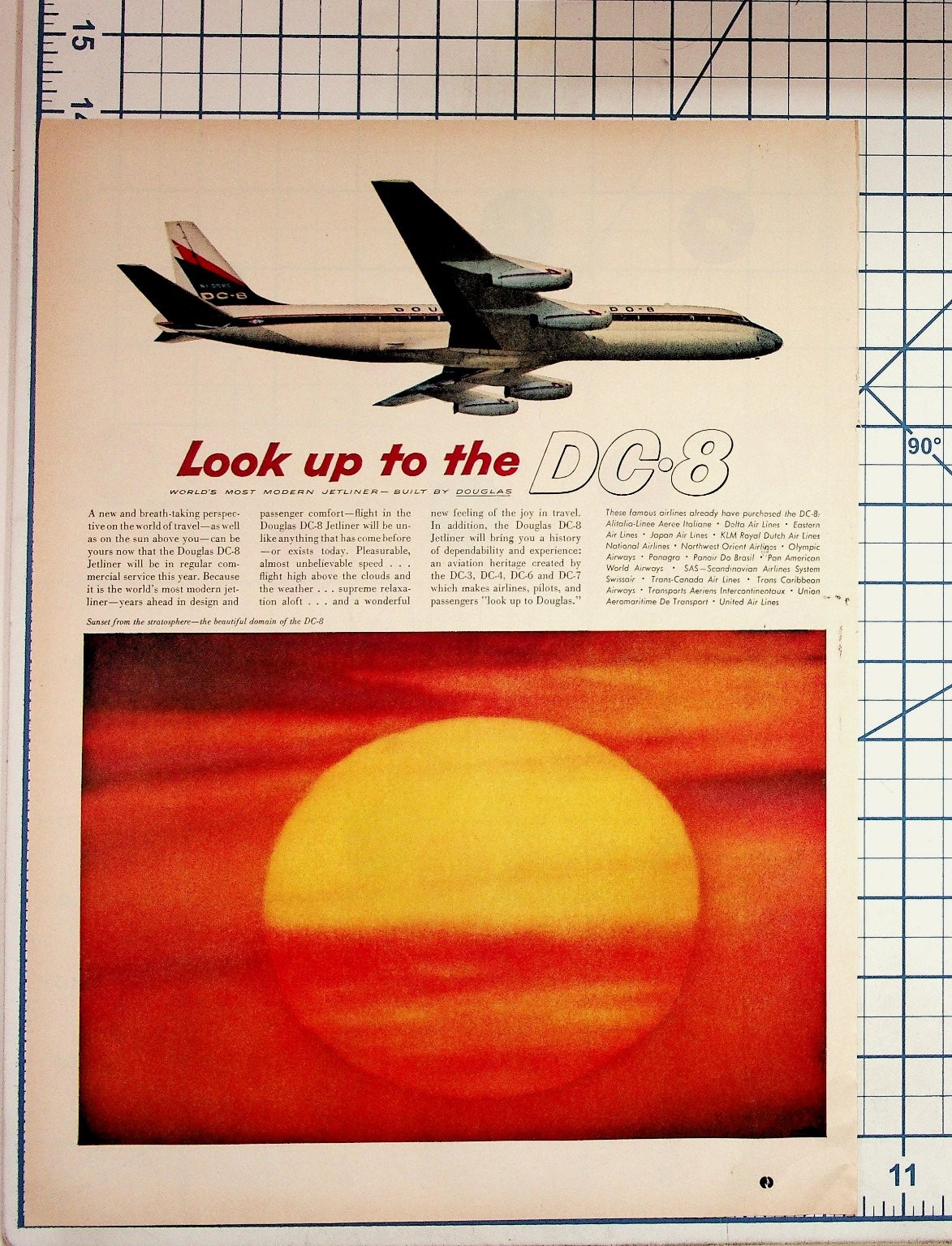 Vintage 1959 Douglas DC-8 Jetliner Airplane Airline Original Print Ad Ephemera