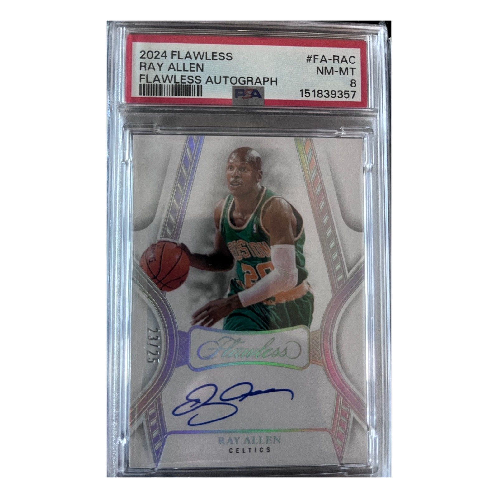 Panini Ray Allen Celtics Flawless Autographs #23/25 PSA 8 On-Card Autograph