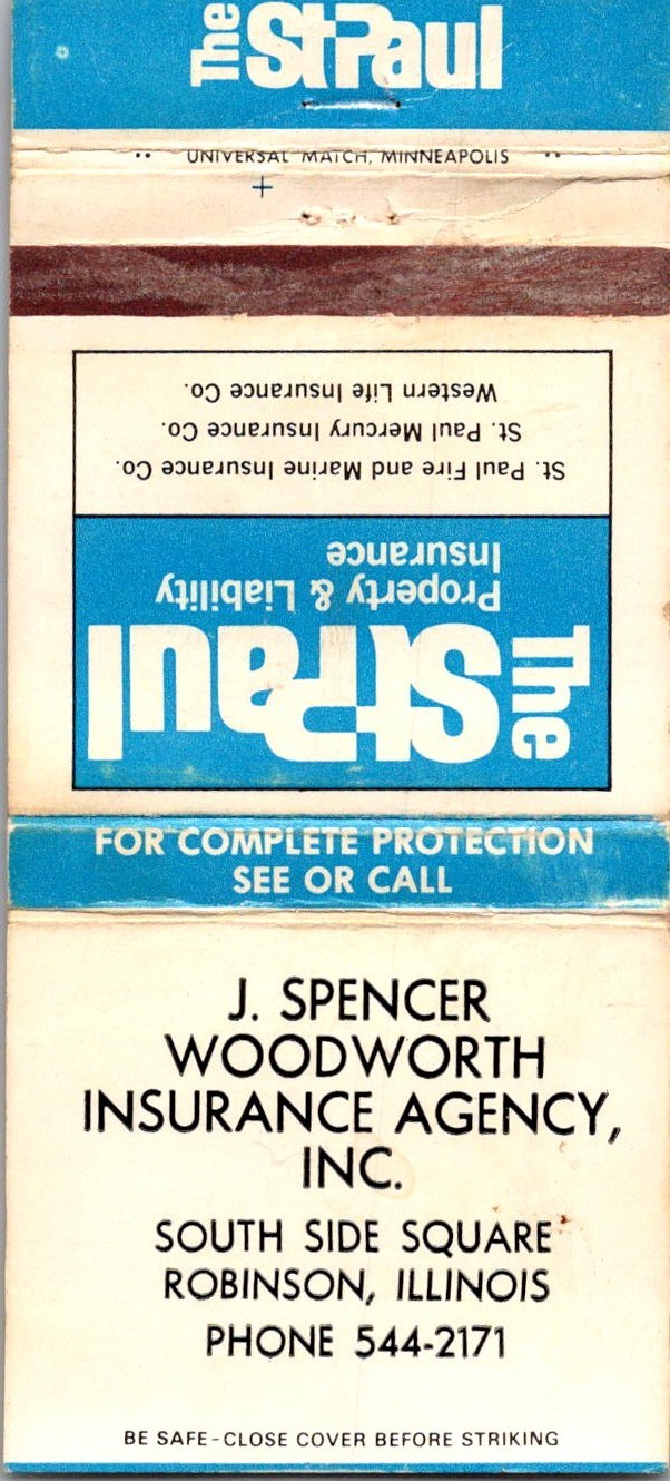 The St Paul Property & Liability Ins Robinson IL Vintage Matchbook Cover TMM16-3