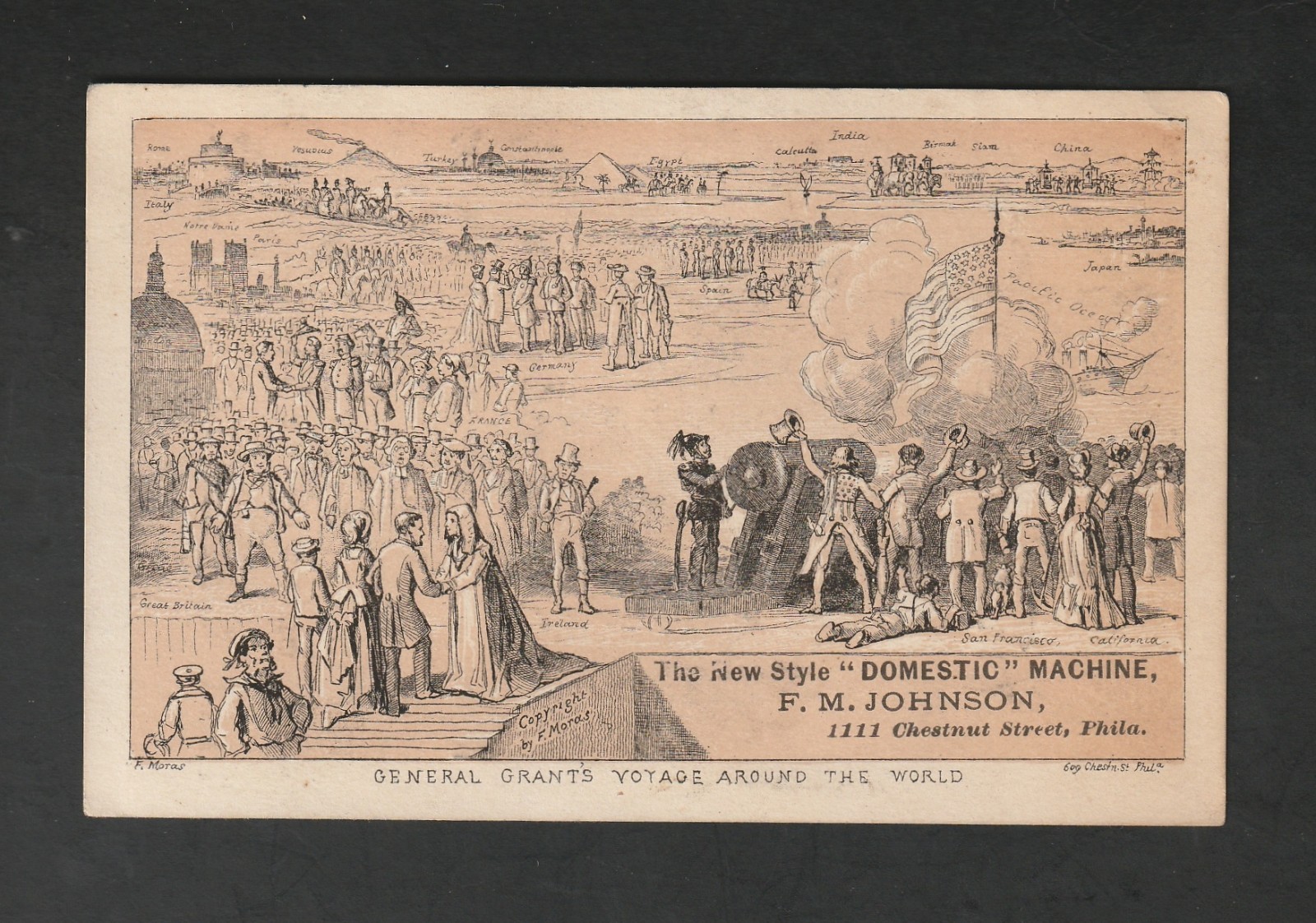 President Ulysses S Grant Voyage Around the World original 1870s Trade Card