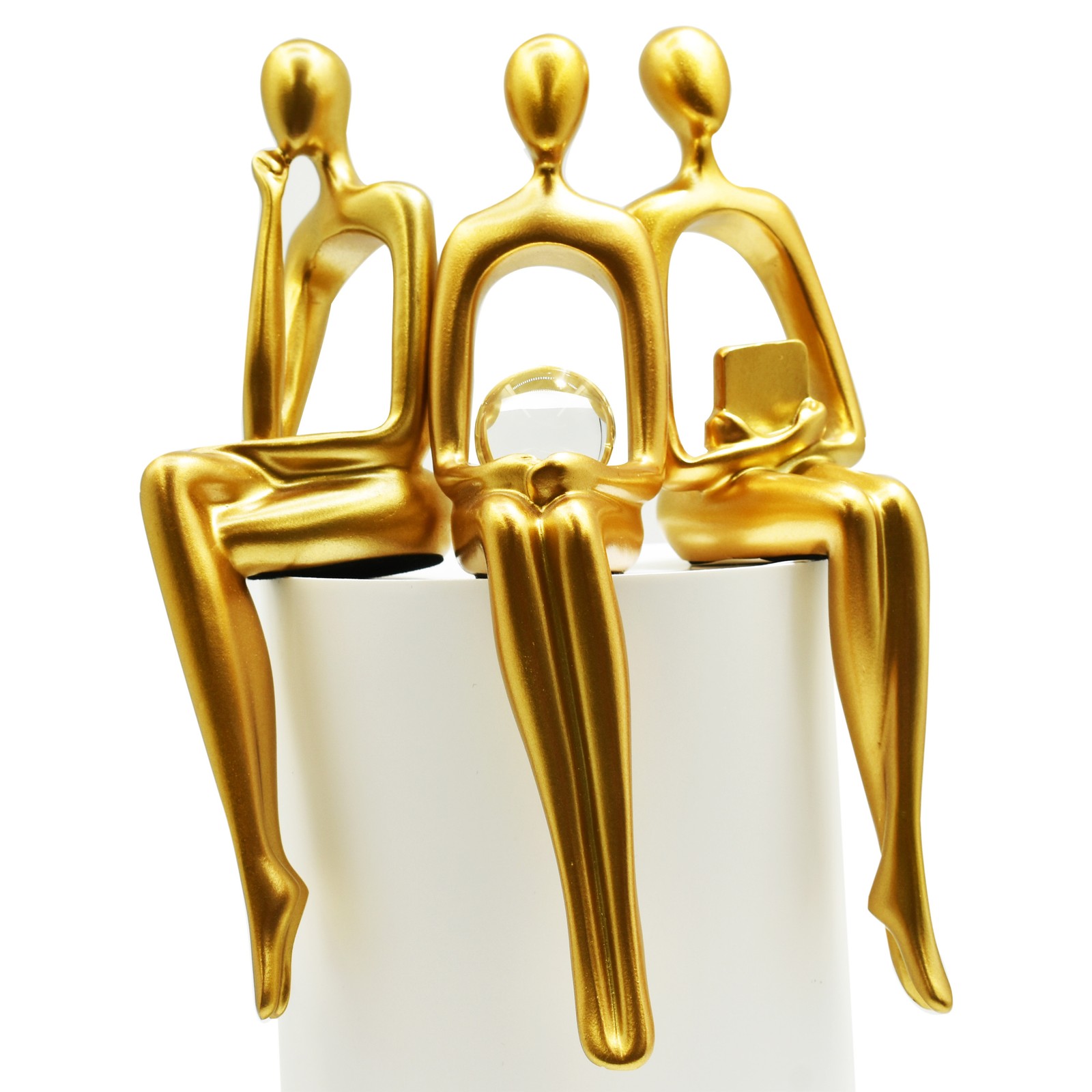 Adam & Friends Shelf Sitters, Thinker, Fortune Teller, Reader Sculpture | Gold