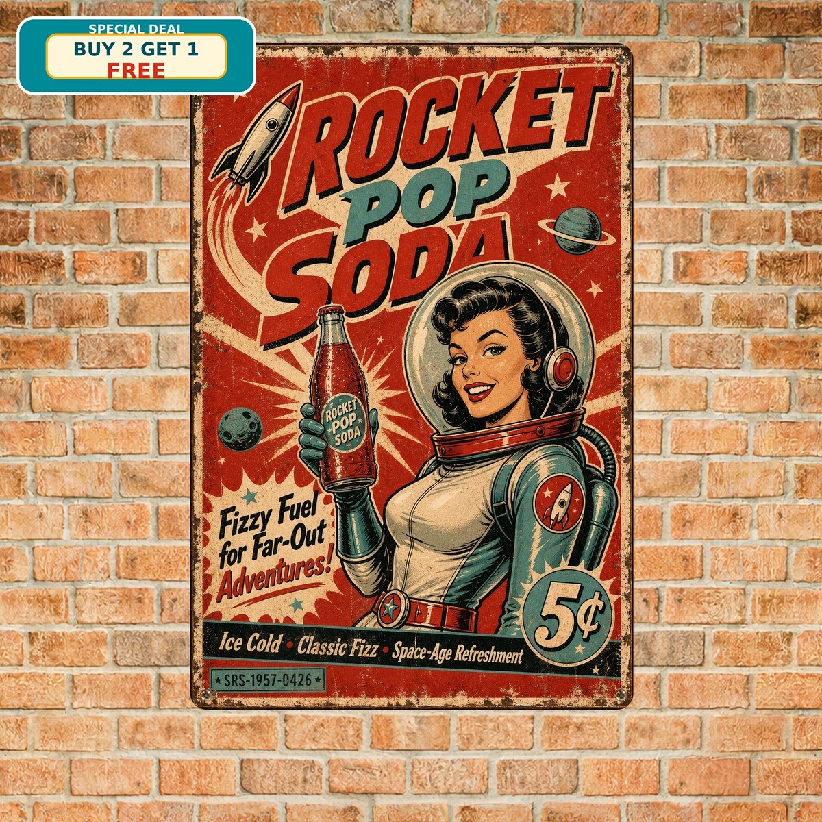 Retro Post Apocalyptic Nuka Soda Tin Sign Vintage Video Game Room Decor