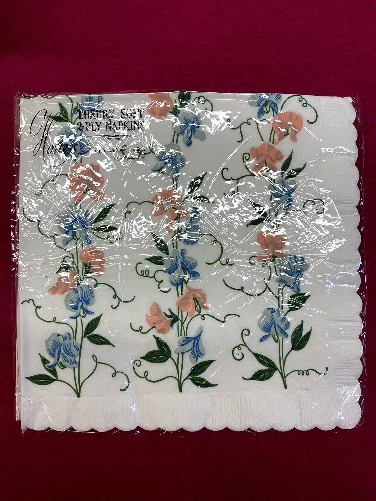 Flower Design Luxury Soft 2 Ply Dinner Napkins - 2 Packs of 10 = 20 - Vintage