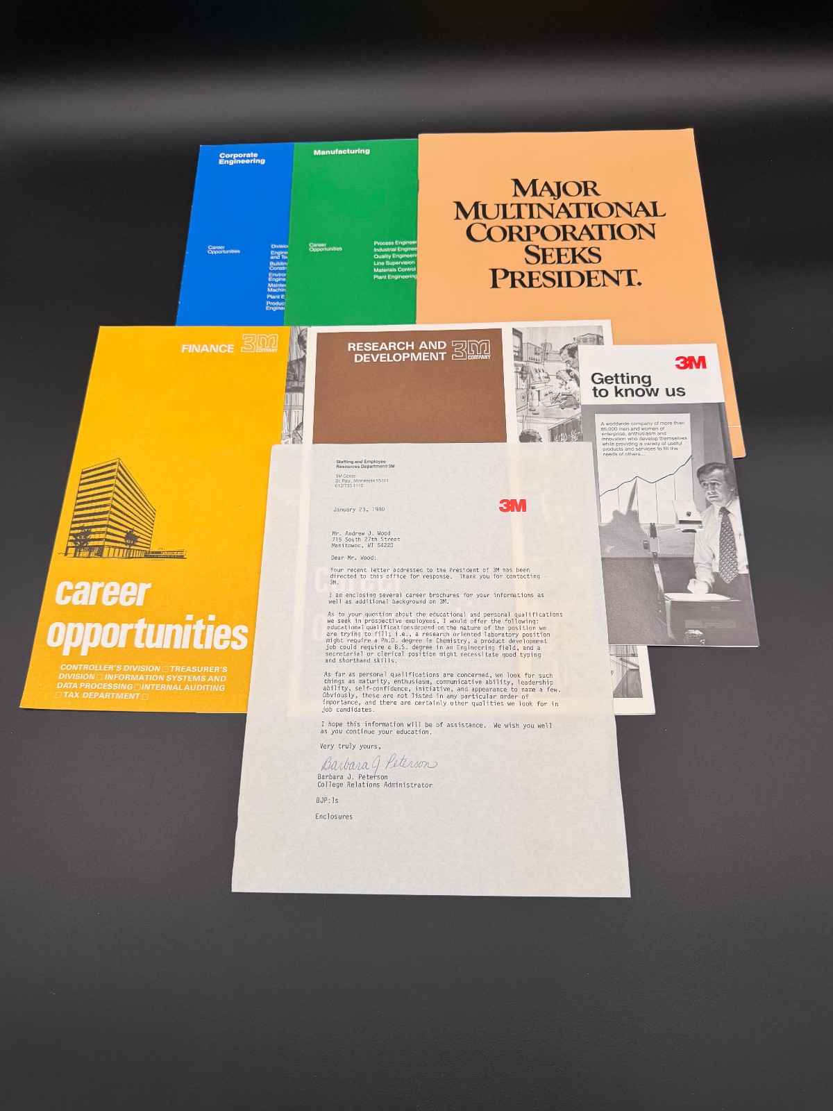 Vintage 1980s 3M Career Pamphlets Official Letterhead Engineering Finance