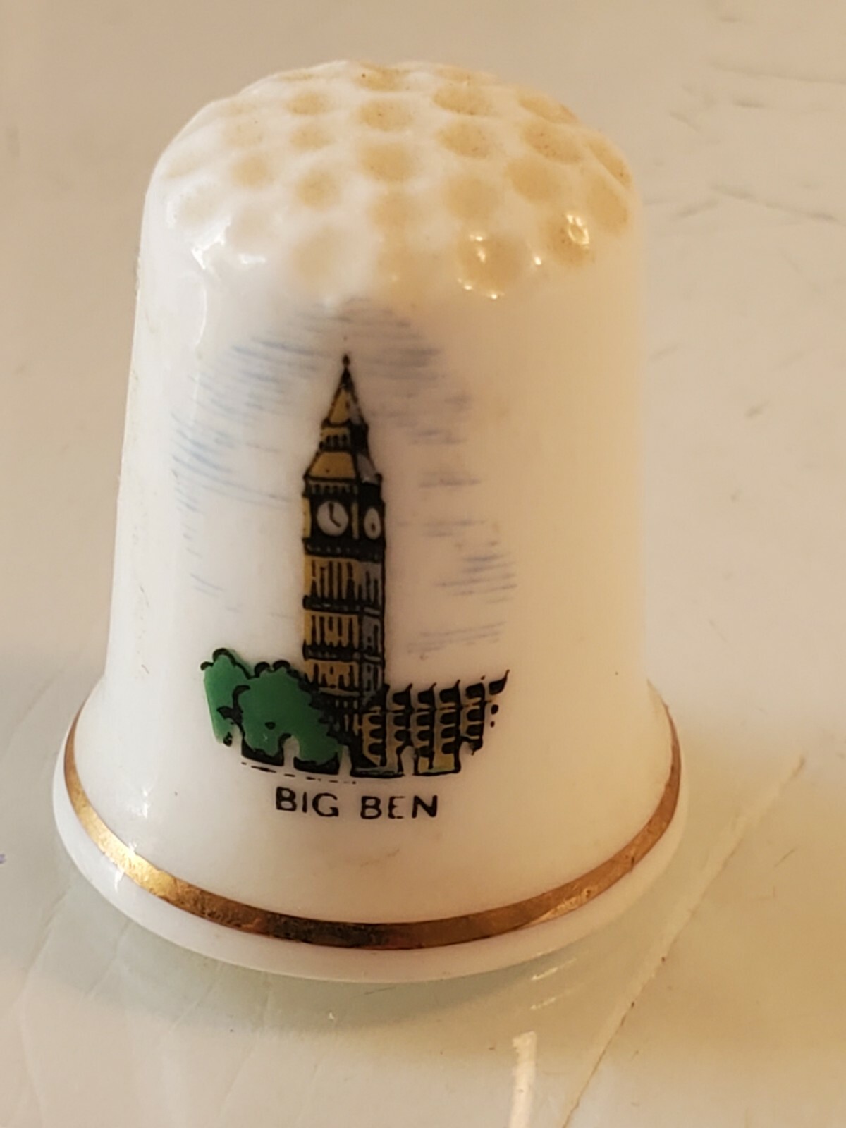 Vintage Big Ben Thimble FENTON gold gilding box1