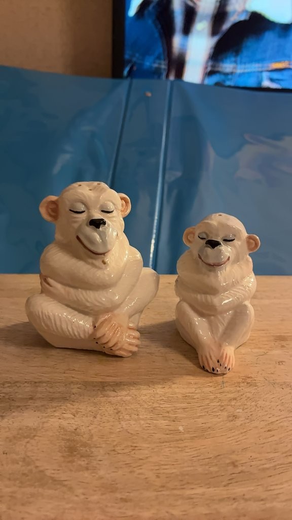 Vintage Ceramic Monkey Salt and Pepper Shakers