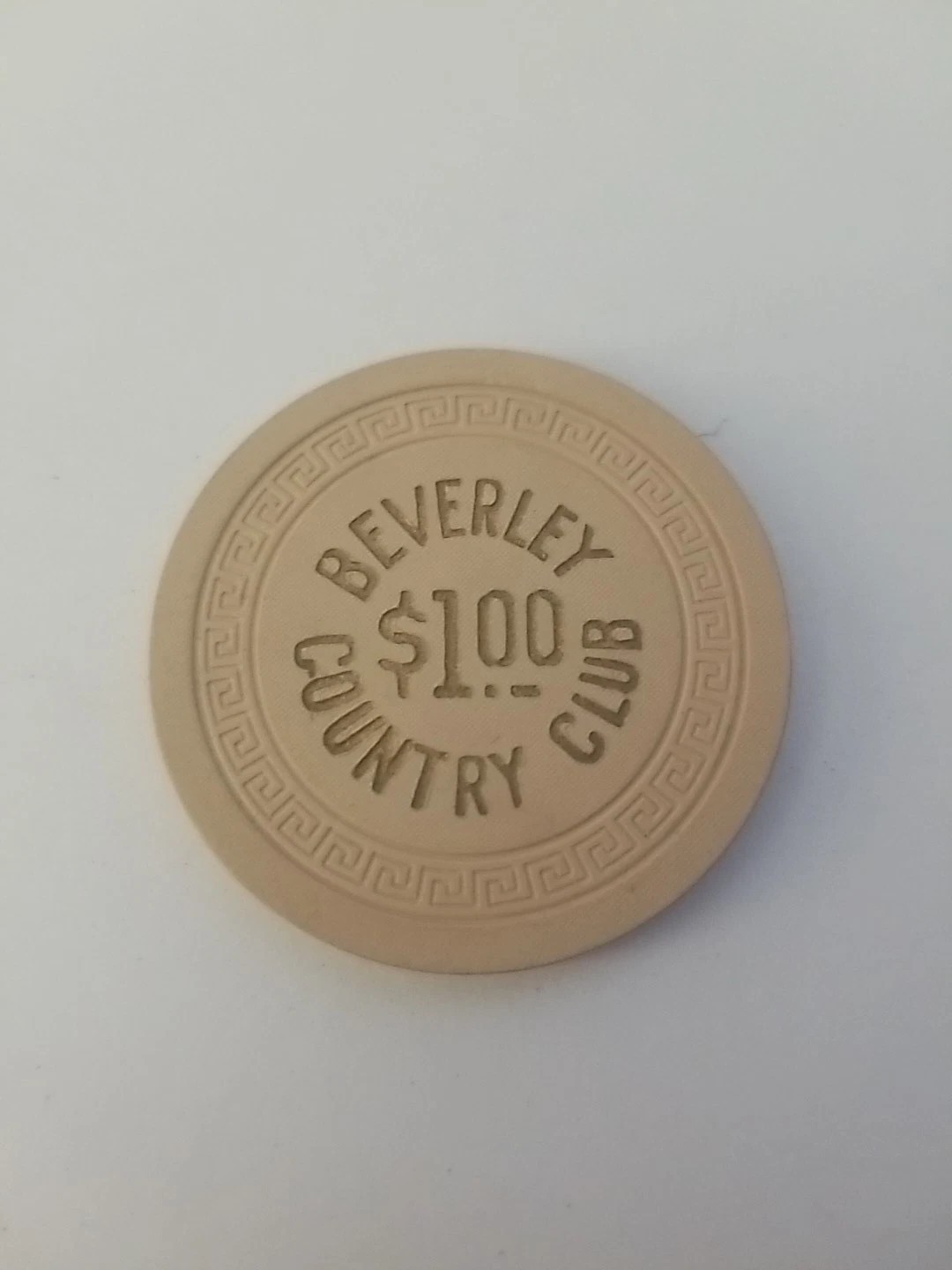 BEVERLY COUNTRY CLUB $1 New Orleans / Jefferson Parish illegal casino chip, RARE