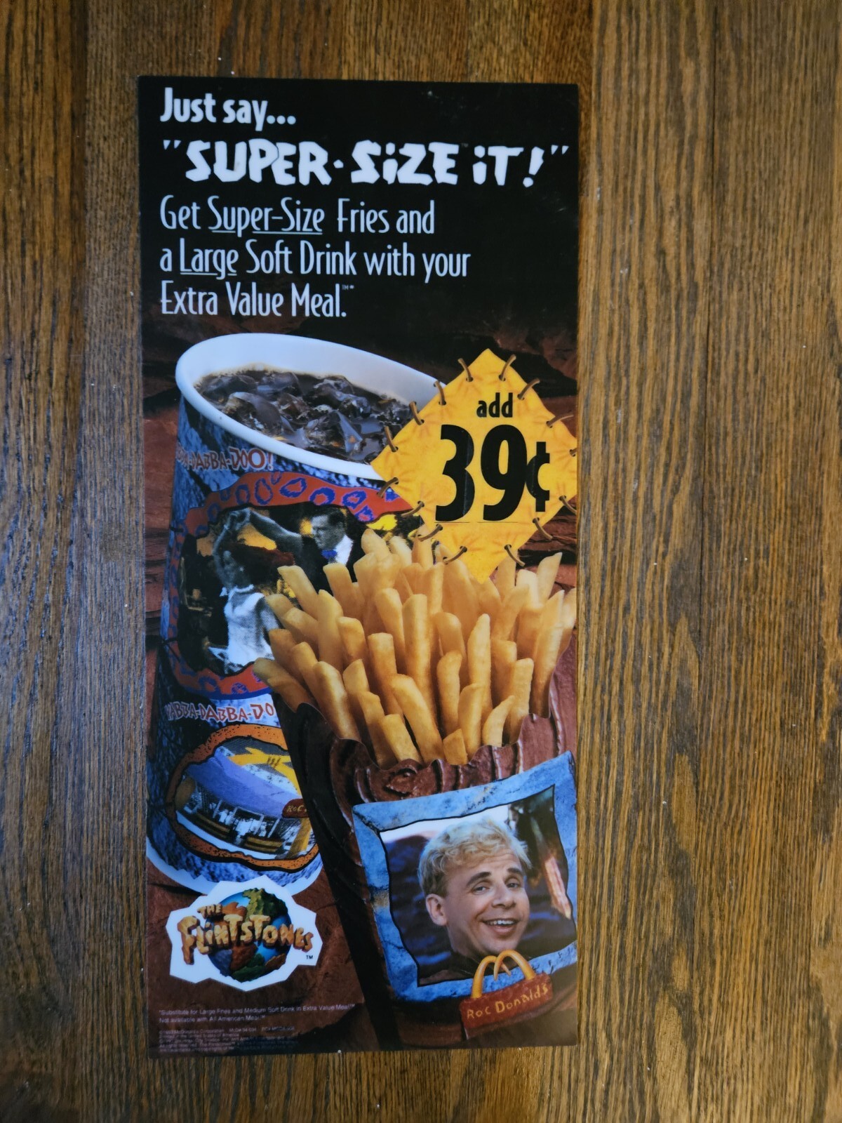 Mcdonalds Vintage The Flintstones  Drive Thru Sign Just Super Size It