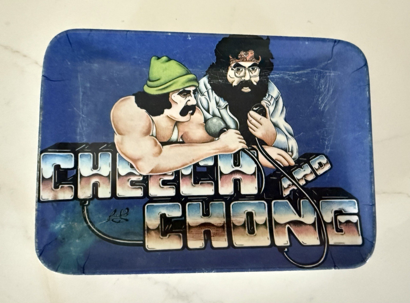 Rare Vintage 1982 Cheech & Chong Mini Tray C&C Brown Productions Rolling Tray