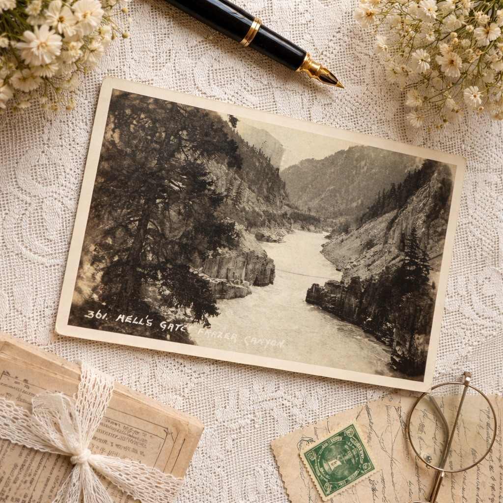 Antique RPPC Hells Gate Scenic Gorge River c1910 Mailed Real Photo Postcard