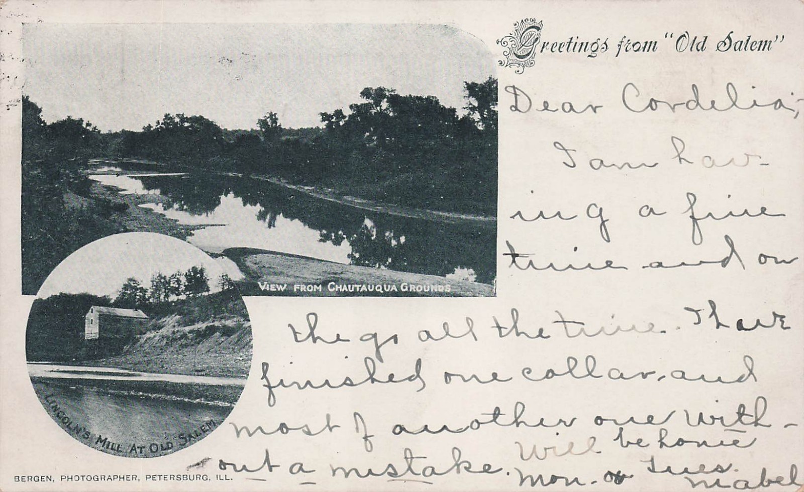 Petersburg Illinois Chautauqua movement Old Salem Grounds PMC Vtg Postcard J76