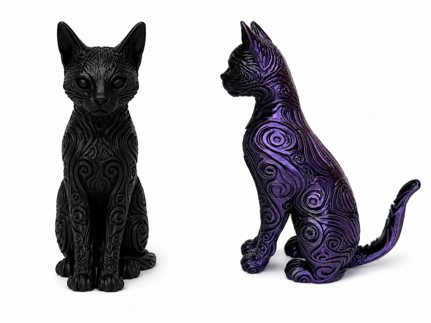 3D Printed Decorative Cat Figurine – Fantasy Art Sculpture