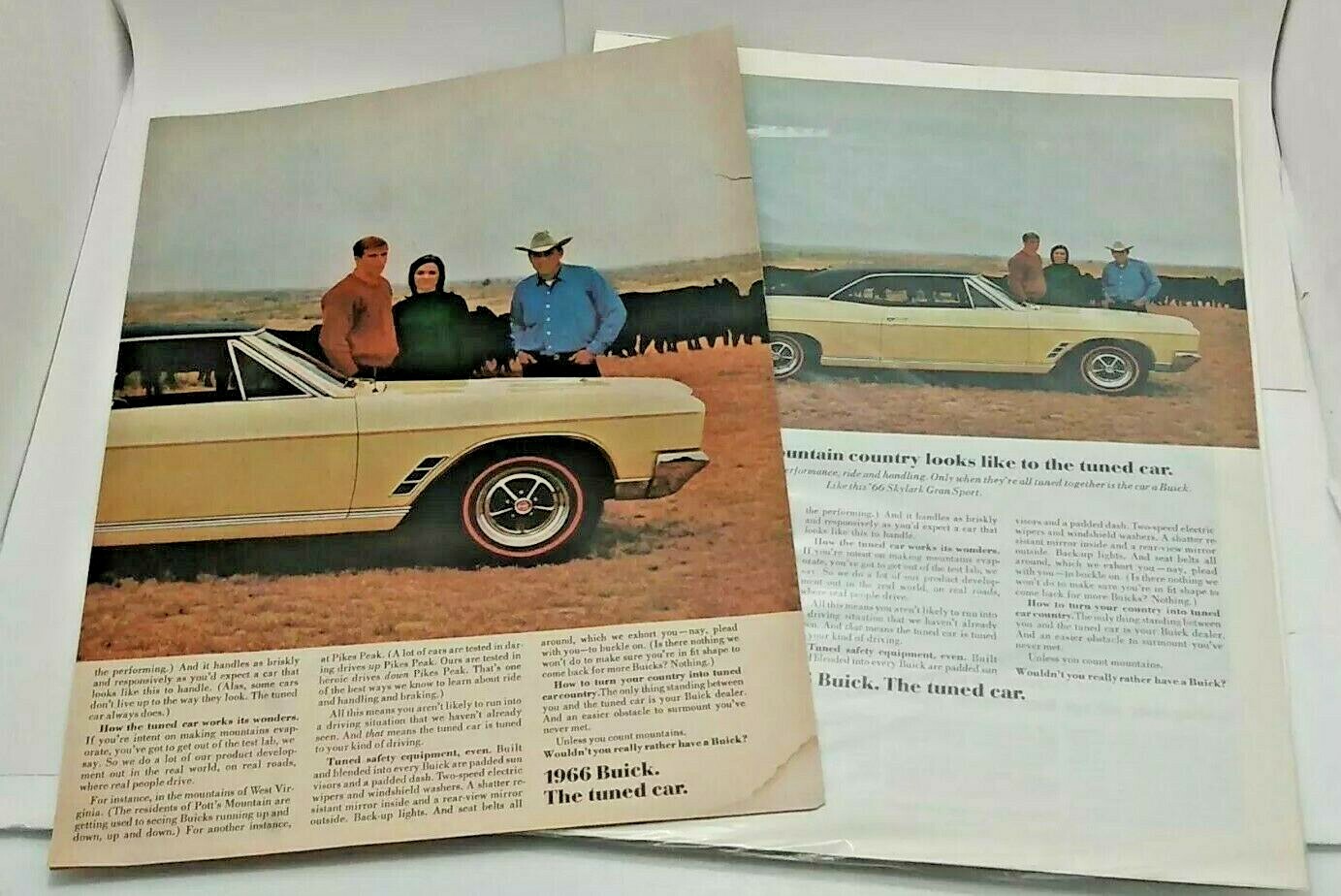 1966 BUICK - \'66 Skylark Gran Sport - The Tuned Car - (2) Magazine Print Ads
