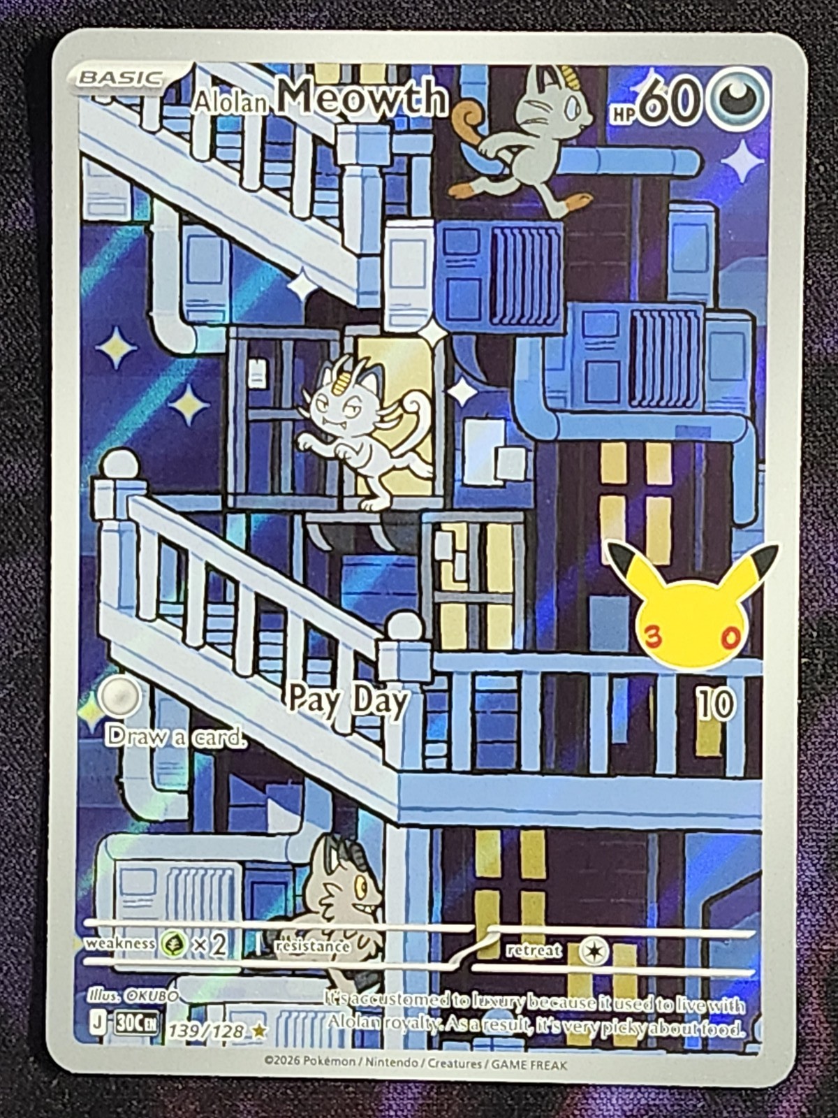 Pokemon Alolan Meowth 139/128 Celebrations 30C