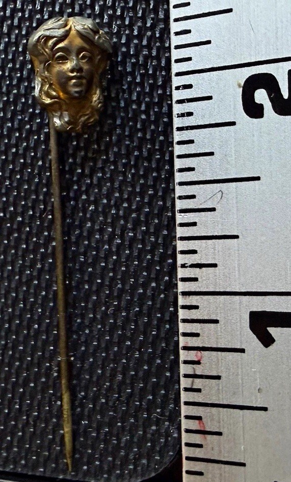 Antique c1900 Art Nouveau Maiden Face Stickpin Victorian Edwardian Jewelry