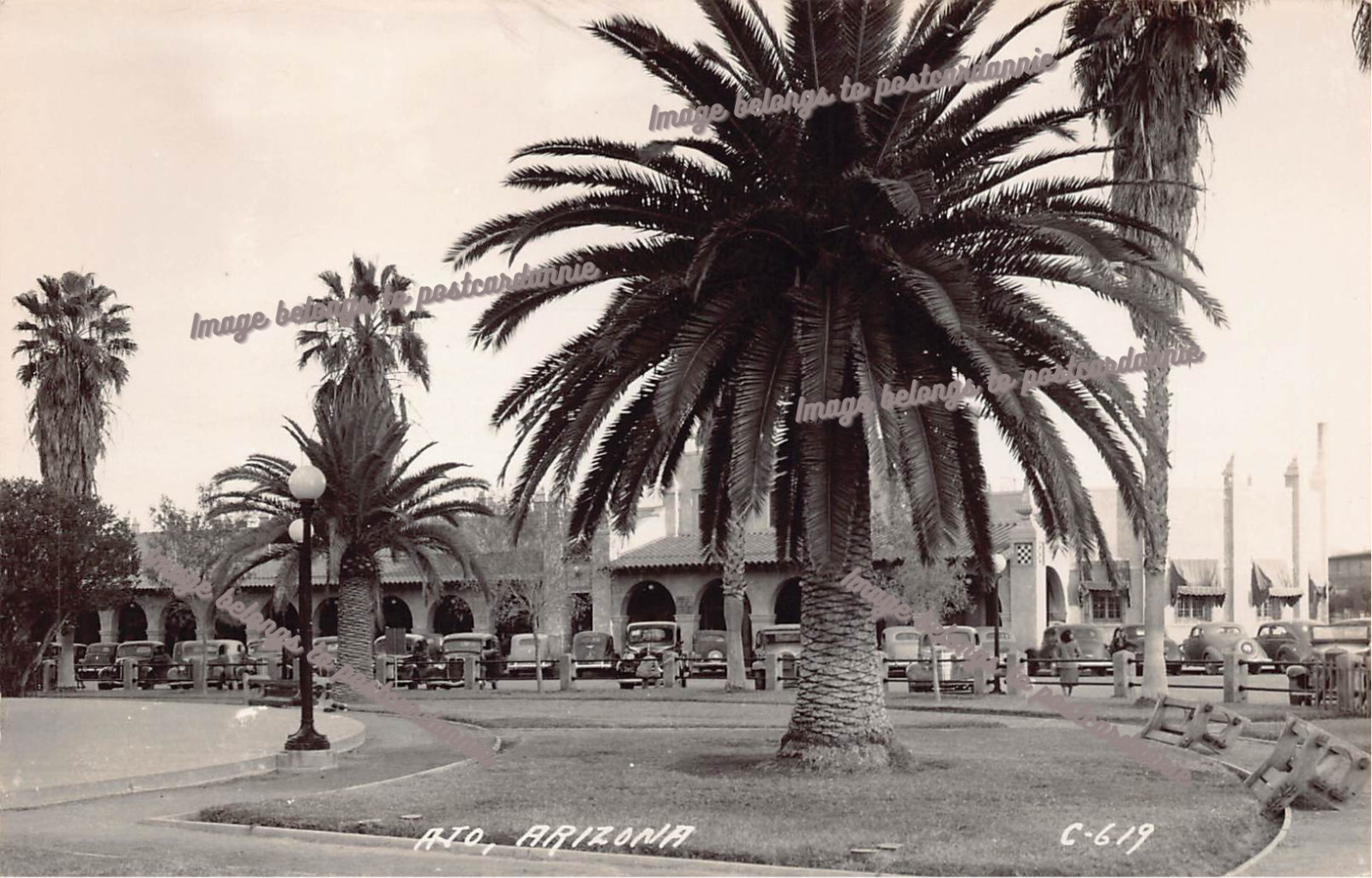 RPPC Ajo AZ Arizona Railroad Train Depot Station 1940s Photo Vtg Postcard B63