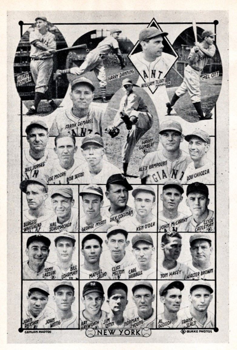 1939 New York Giants (Mel Ott, Carl Hubbell, Bill Terry) Vintage Baseball Page