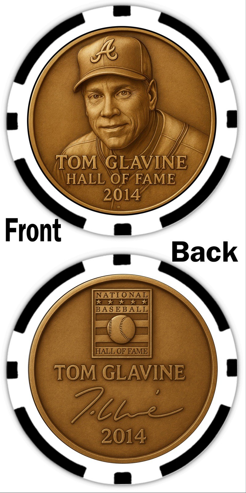 TOM GLAVINE - LEGENDARY ATLANTA BRAVE - POKER CHIP - ***SIGNED***