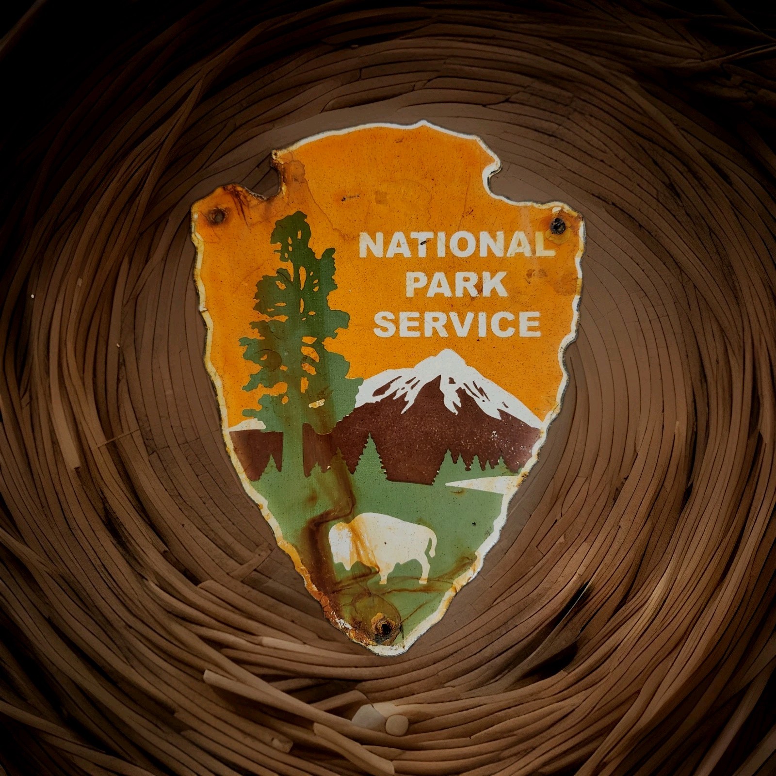 Vintage National Park Service Porcelain Sign Camping Hunting US Forestry Service
