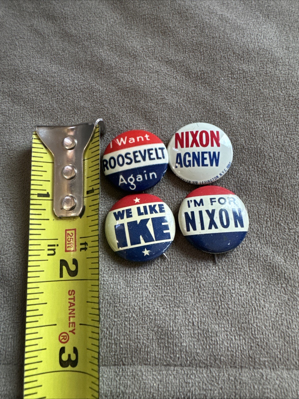 Vintage Political Campaign Button Lot Roosevelt Ike Nixon Agnew Pinbacks 1”