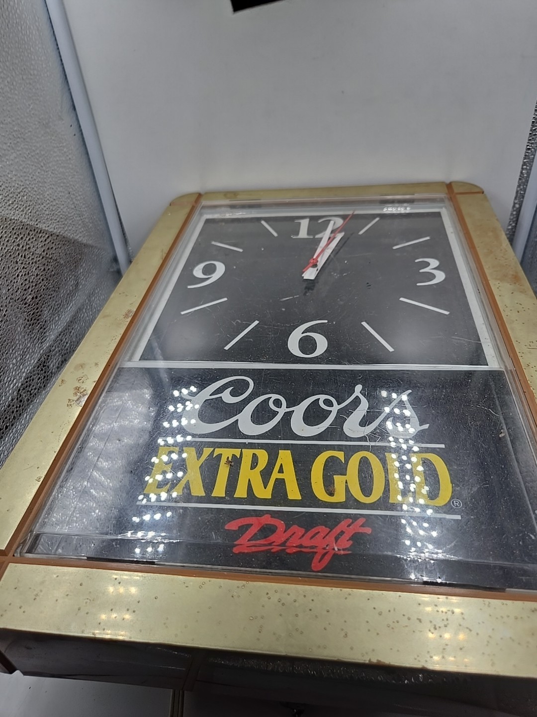 Vintage Coors Extra Gold Draft Wall Sign Clock Battery Operated, 17x12, 1980\'s