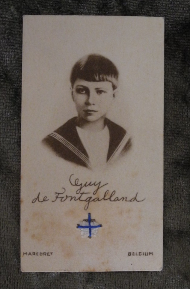 Antique Holy Card / Pocket Shrine with Relic – St. Guy de Fontgalland (2)