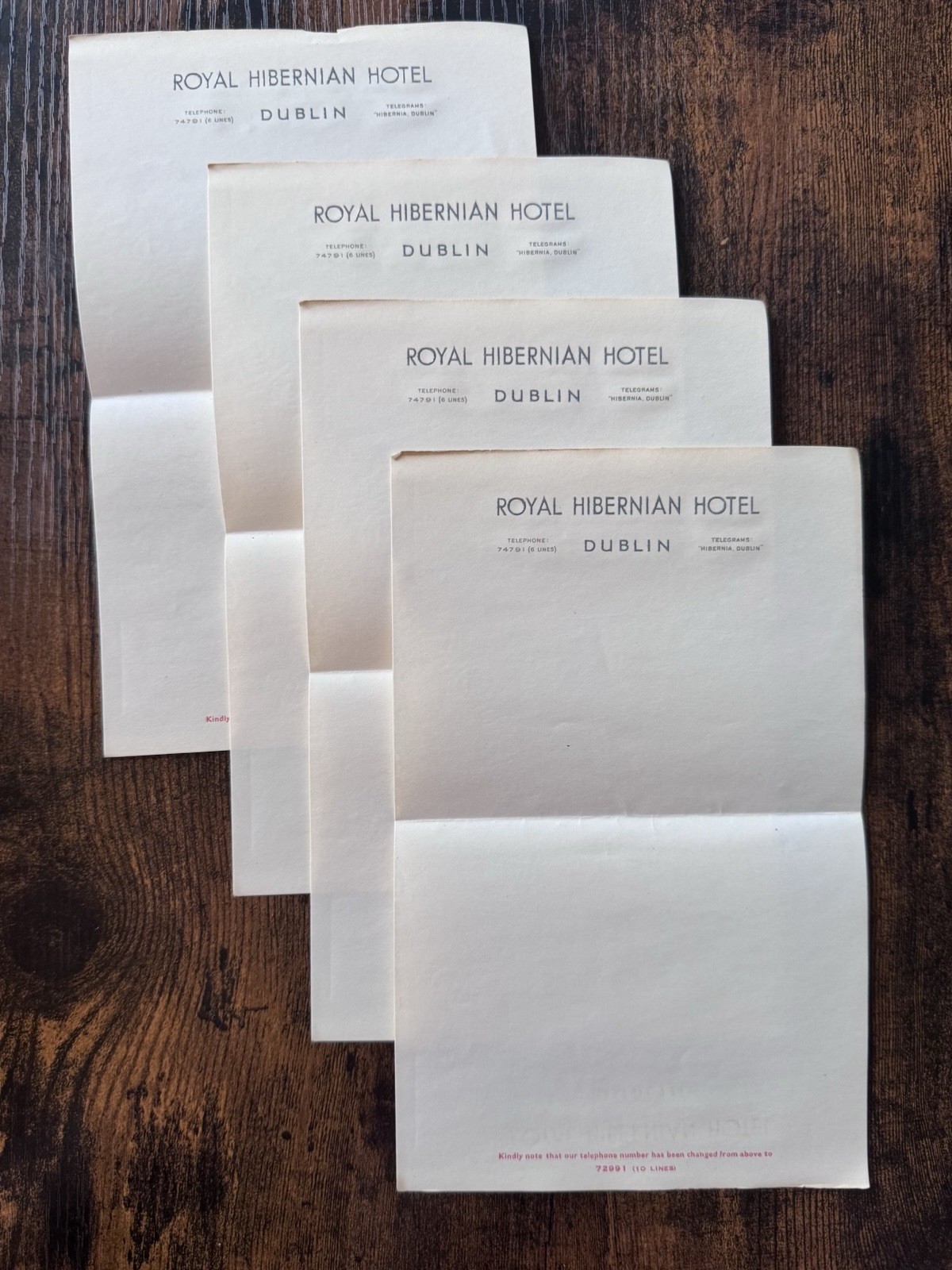 VTG 1950 Royal Hibernian Hotel Dublin Ireland Stationary 4 Sheets Unused