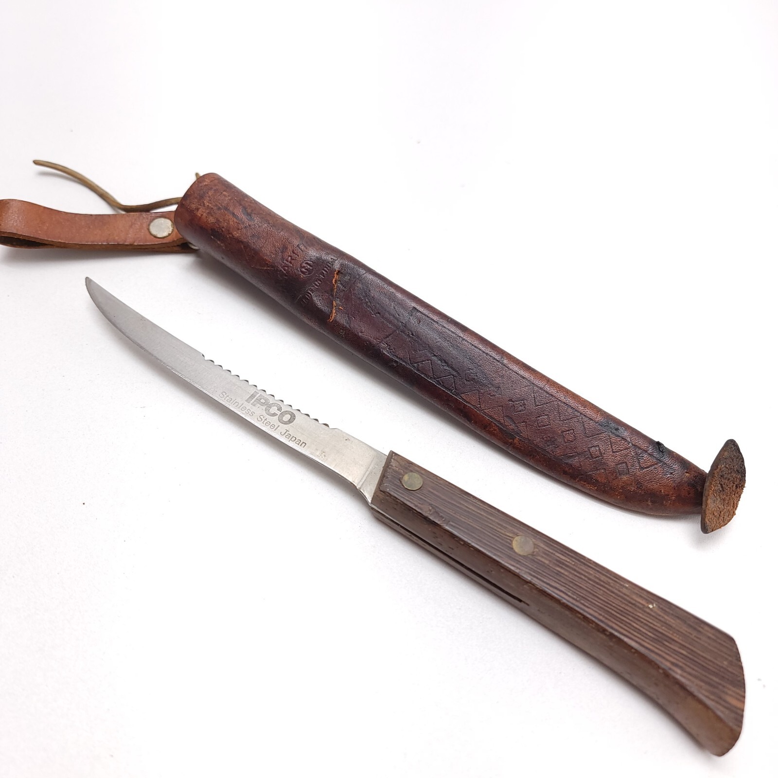 Vintage J. Marttini Leather Sheath W/ IPCO SS Fish Fillet Knife Japan READ
