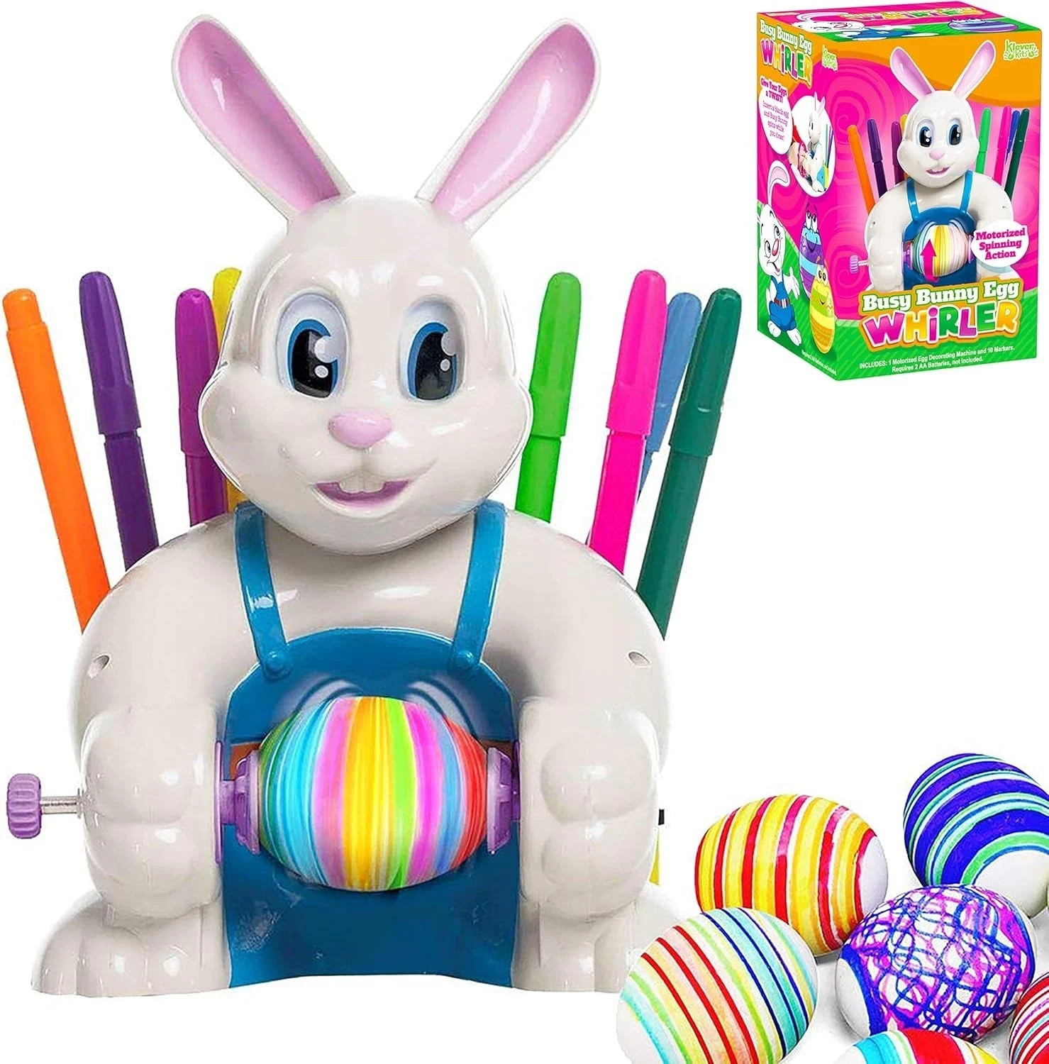 BUSY BUNNY EGG WHIRLER Decorating Kit W/ 10 Markers Klever Kits by Joyin NEW