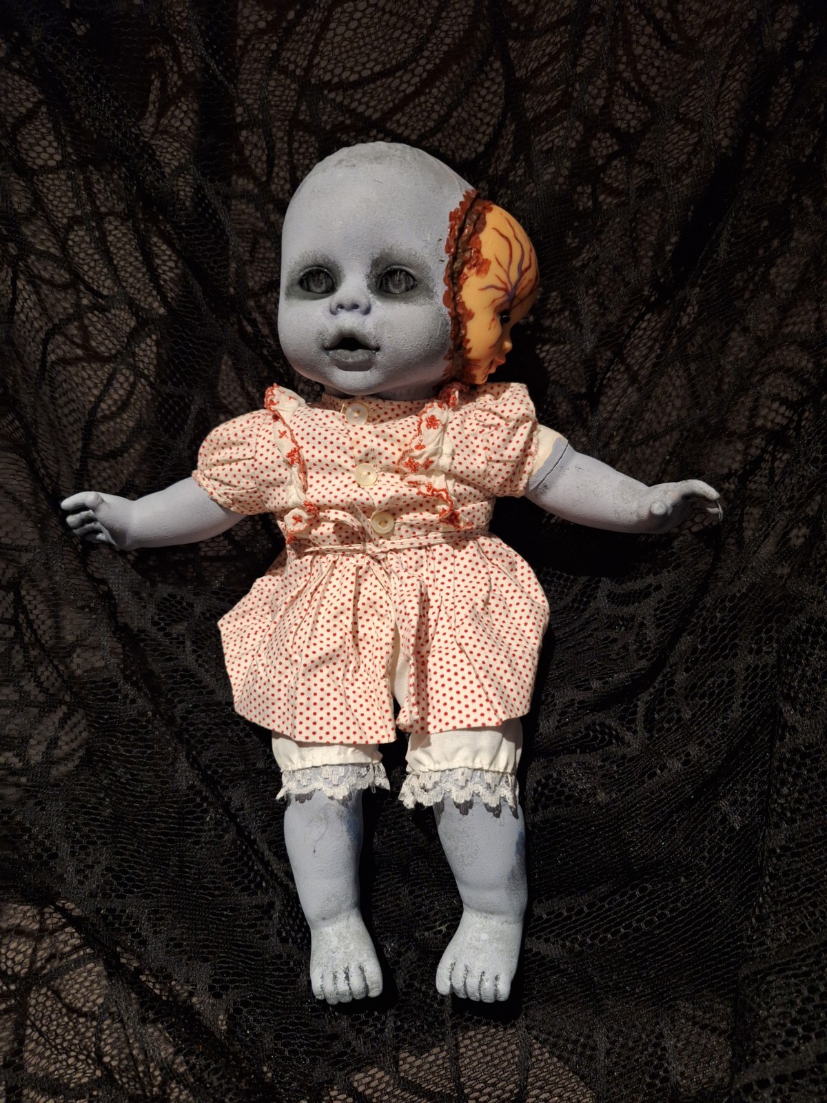 OOAK Creepy Doll Handmade Halloween Prop 10 In Tall Peek-A-boo