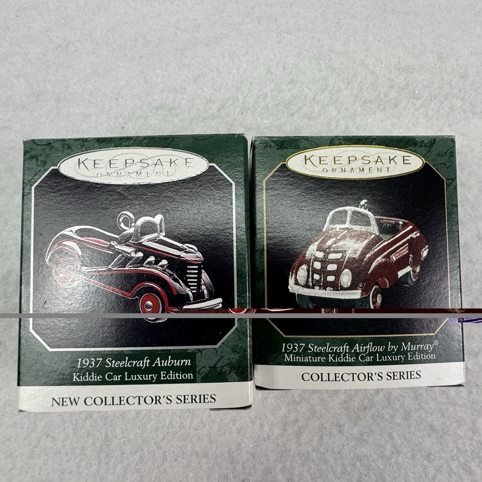 HALLMARK MURRAY ORNAMENTS MINIATURE KIDDIE CAR LUXURY EDITION LOT OF 2