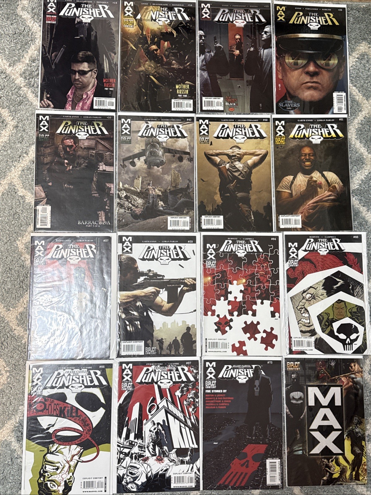 The Punisher MAX Lot Of 16: #15-75 Span (Marvel, 2005) High Grade NM Garth Ennis