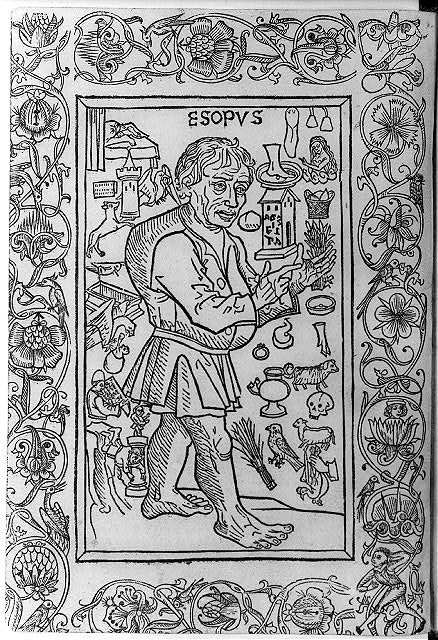 Photo:Aesop 1481 Woodcut Fables Symbols Incunabula Print